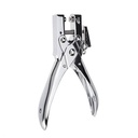Single punch paper punch + metal stapling pliers