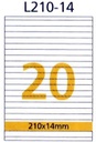 RIKLABEL - Multi-Purpose Labels 20 Pieces White Color - 210*14 mm - Pack of 100 Sheets - A4 Size