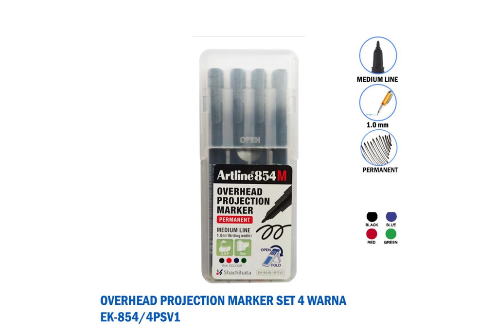 Art Line - Permanent Marker Pen No. 854 - Set of 4 Colored Pens