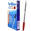 ارت لاين - قلم حبر جاف 1ملي ـ لون أحمر علبة عبوة 12 قلم