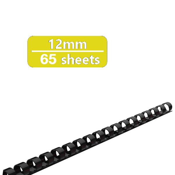 Binder Max - Black Binding Snail 21 Rings 12mm Pack of 100 Pieces
