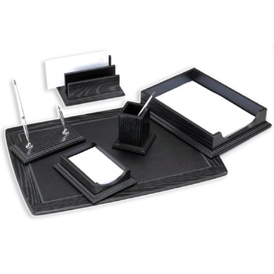 Kong Ping - Desk Set 6 Pieces - Black - Base color is black