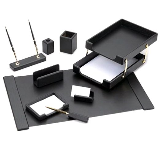 9-piece black desk set with black base