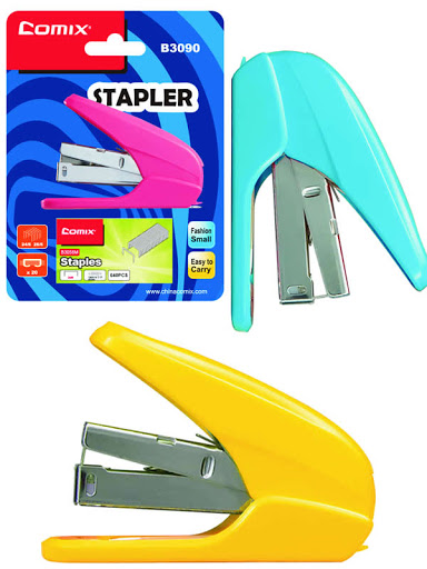 كومكس - دباسة ورق سعة 20 ورقة مع  دبابيس / كرت  ملونة  