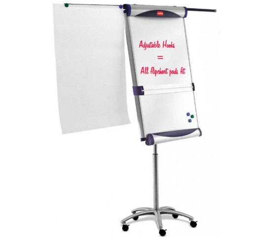 Rexel - Magnetic Flip Chart Holder, Wheels, Arms to Hold Extra Pages, and Pen Holder - NOBO