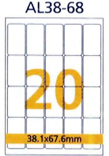 RIKLABEL - Multi-Purpose Labels 20 Pieces White Color - 38.1*67.6 mm - 100 Sheets Pack Box - A4 Size