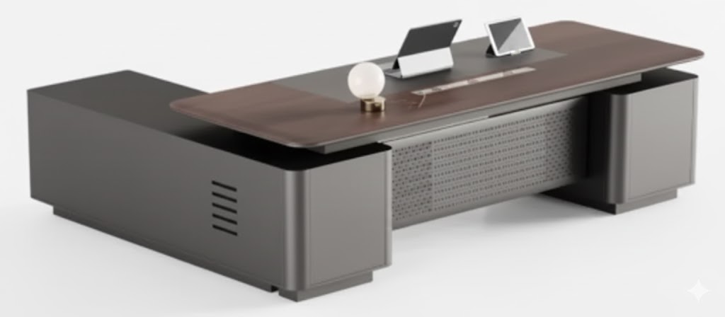 Luxurious L-shaped wood desk