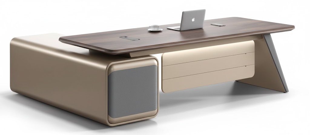 Luxurious L-shaped wood desk