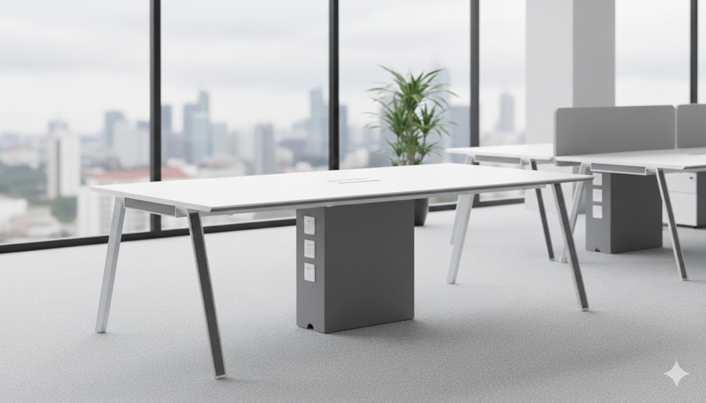 White and gray meeting table