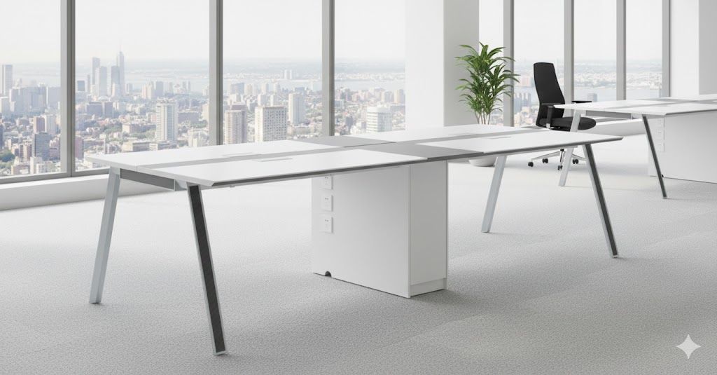 White and gray meeting table