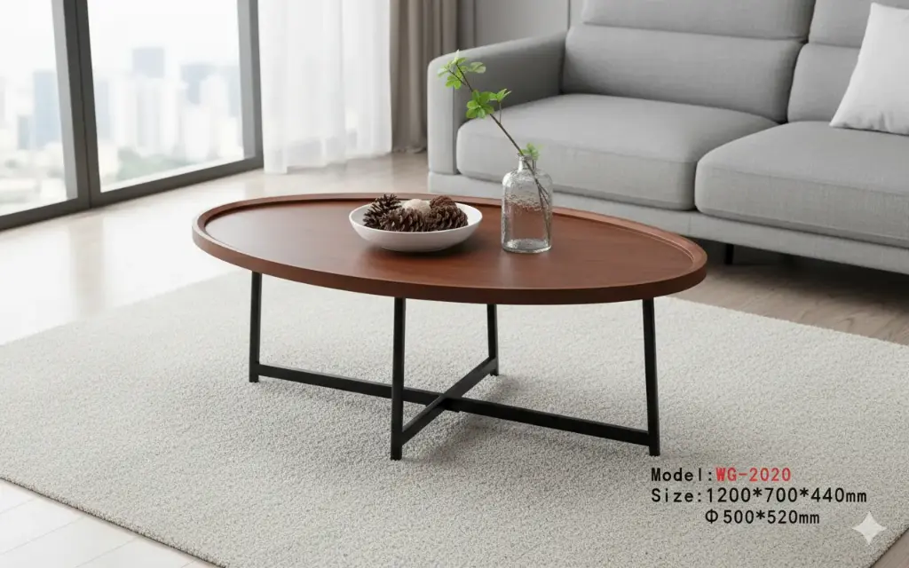 Oval wooden tea table