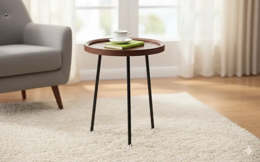 Round wooden tea table