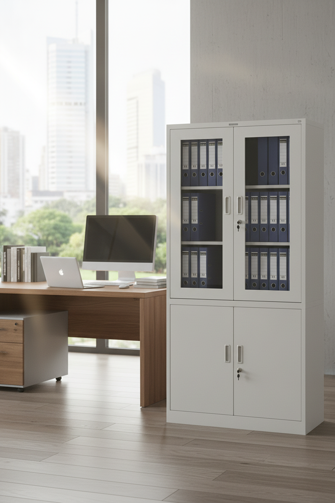 Metal cabinet for storing files and office accessories