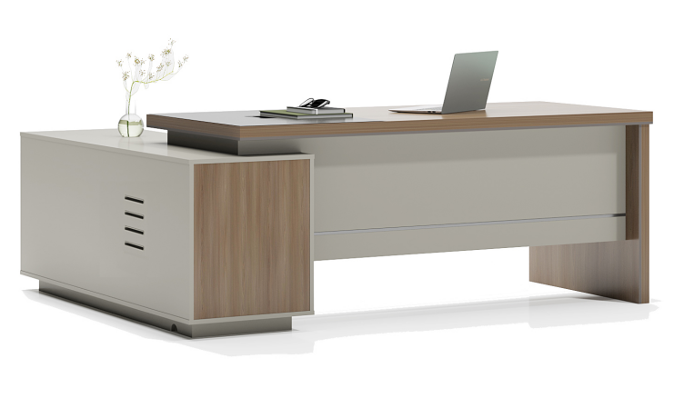 L-shaped desk in elegant wooden color