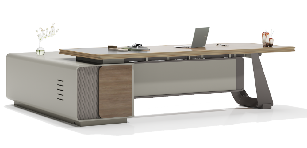 Luxurious L-shaped wood desk