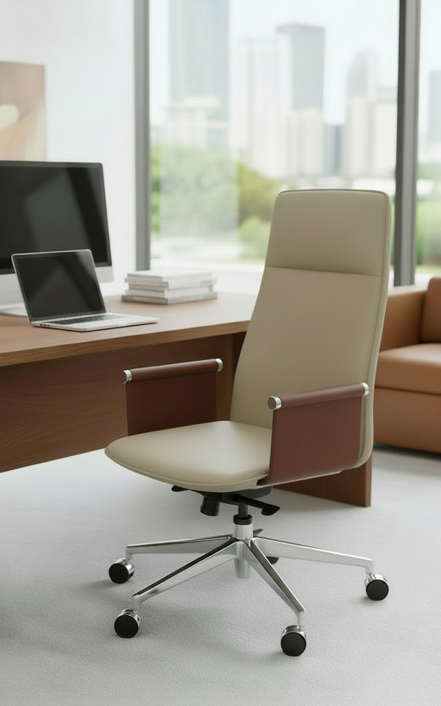 Luxurious beige leather chair