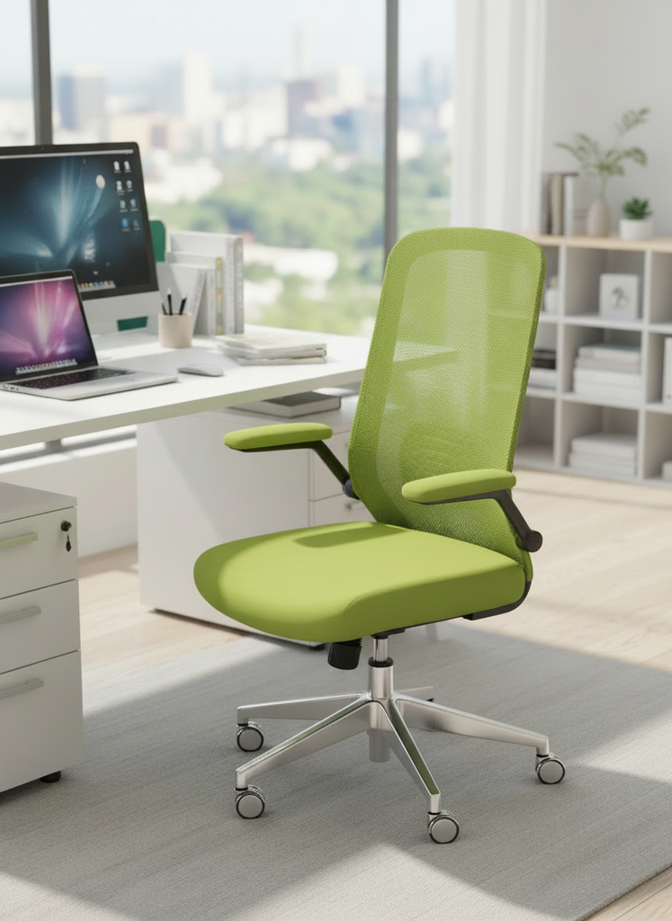 Green sponge swivel chair