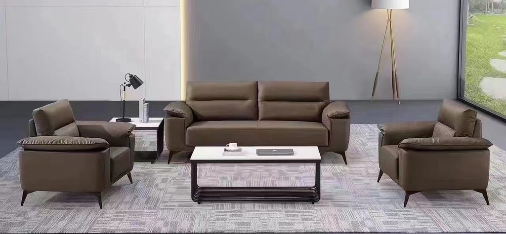 SOFA 3+1+1 طقم صوفا لون بني من الجلد 