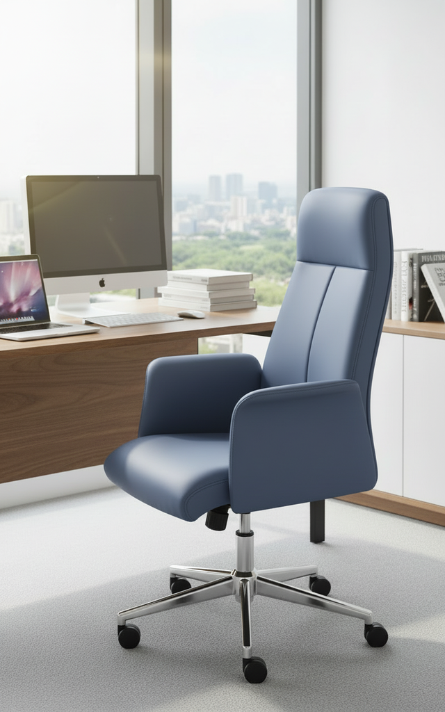 Gray leather swivel chair