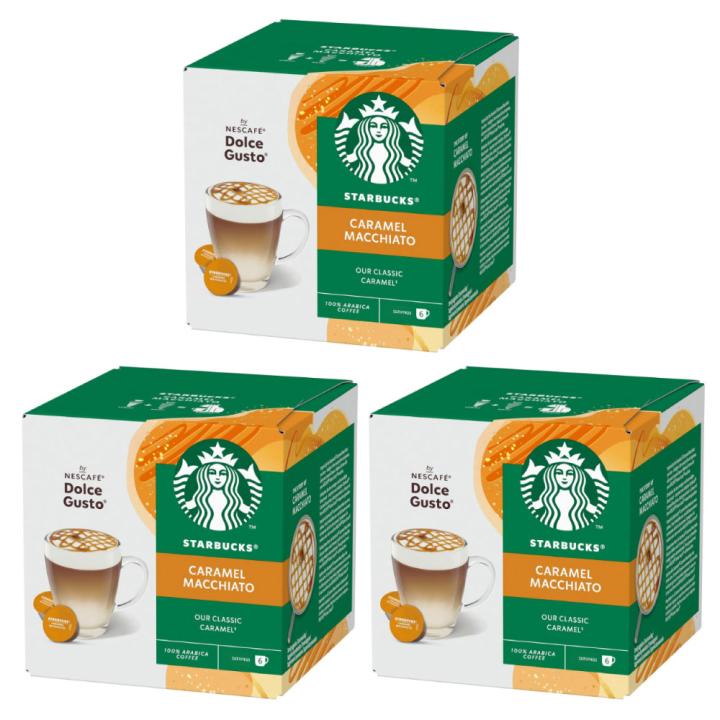 Starbucks Caramel Macchiato Coffee Capsules - Compatible with Dolce Gusto Machines - 3 Packs - Imported