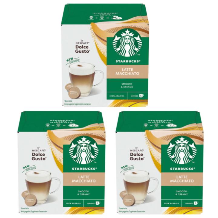 كبسولات قهوة ستاربكس لاتيه مكياتو - متوافقة مع مكائن دولتشي قوستو - 3 عبوات - مستورد
