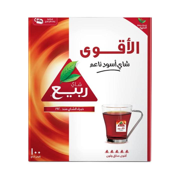ربيع الاقوى شاي أسود ناعم - 100 كيس