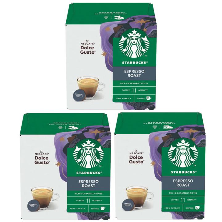 Starbucks Espresso Coffee Capsules - Espresso Roast - Compatible with Dolce Gusto Machines - 3 Packs - Imported