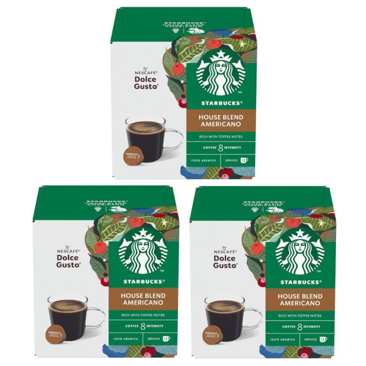 كبسولات قهوة ستاربكس امريكانو - هاوس بليند - متوافقة مع مكائن دولتشي قوستو - 3 عبوات - مستورد