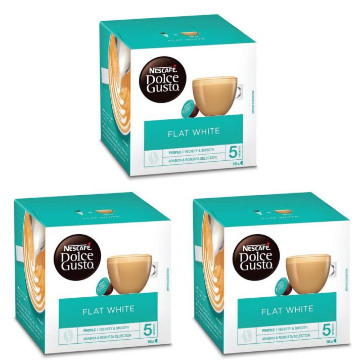 كبسولات قهوة نسكافيه دولتشي قوستو فلات وايت - 3 عبوات - مستورد