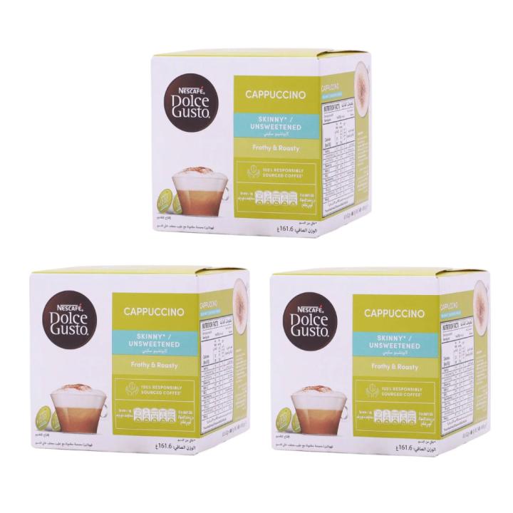 Carton of Nescafe Dolce Gusto Cappuccino Skinny Unsweetened Coffee Capsules - 3 Packs - Imported