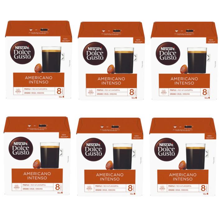 Carton of Nescafe Dolce Gusto Americano Intenso coffee capsules - 6 packs - imported
