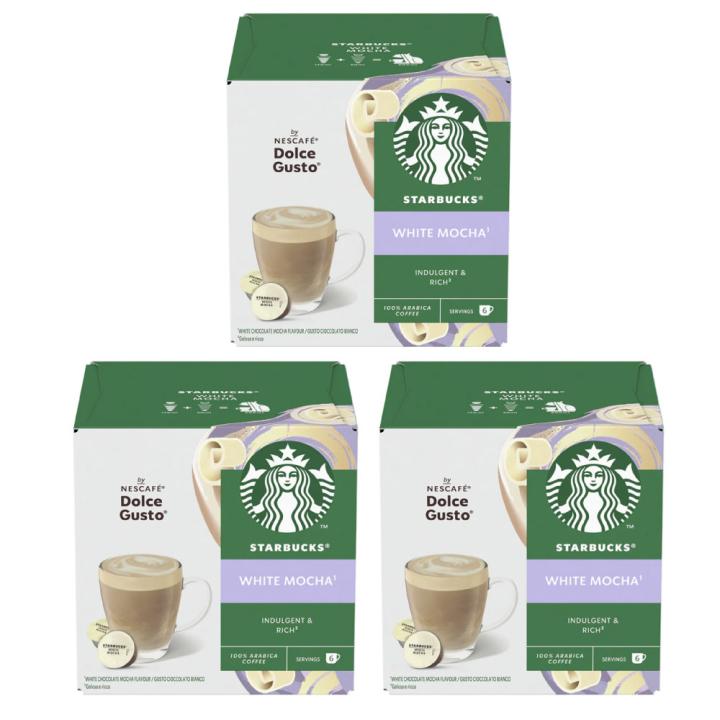 Starbucks White Mocha Coffee Capsules - Compatible with Dolce Gusto Machines - 3 Packs - Imported