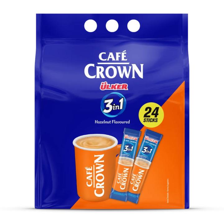 كافيه كراون أولكر قهوة 3 في 1 بنكهة البندق 18 جرام - 24 ظرف