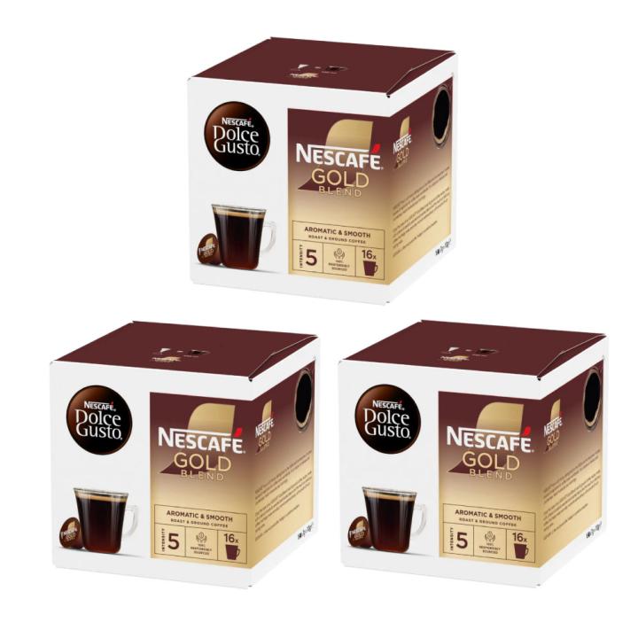 كبسولات قهوة نسكافيه دولتشي قوستو جولد بليند - 16 كبسولة - مجموعة 3 علب - مستورد