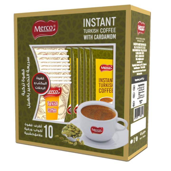 Mirko instant Turkish coffee with cardamom - 10 coffee sachets + 10 paper cups and 10 wooden spoons