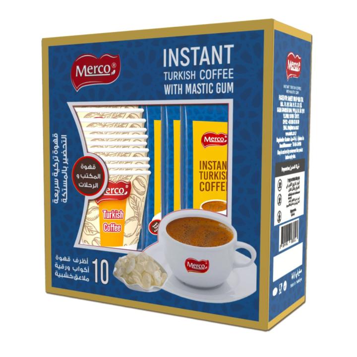 Mirko instant Turkish coffee with mastic - 10 coffee sachets + 10 paper cups and 10 wooden spoons