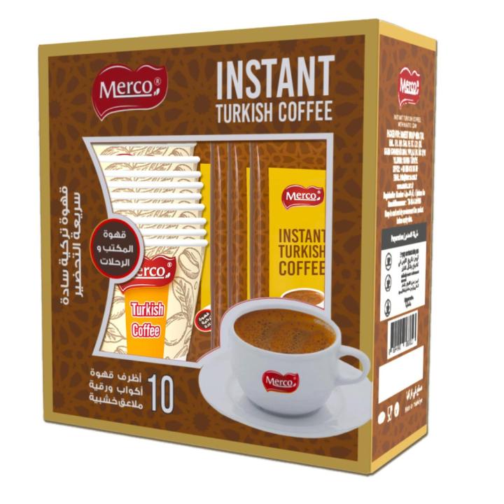 Mirko plain instant Turkish coffee - 10 coffee sachets + 10 paper cups and 10 wooden spoons