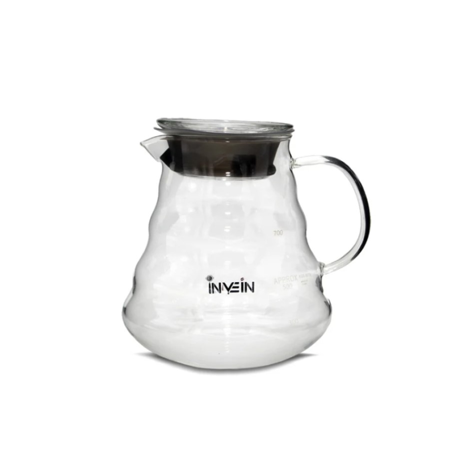INVEIN Glass V60 Coffee Server | Wave with lid 03 capacity 750ml