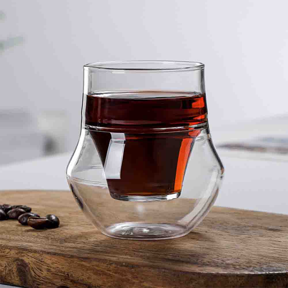 Double goblet empty glass espresso coffee cup