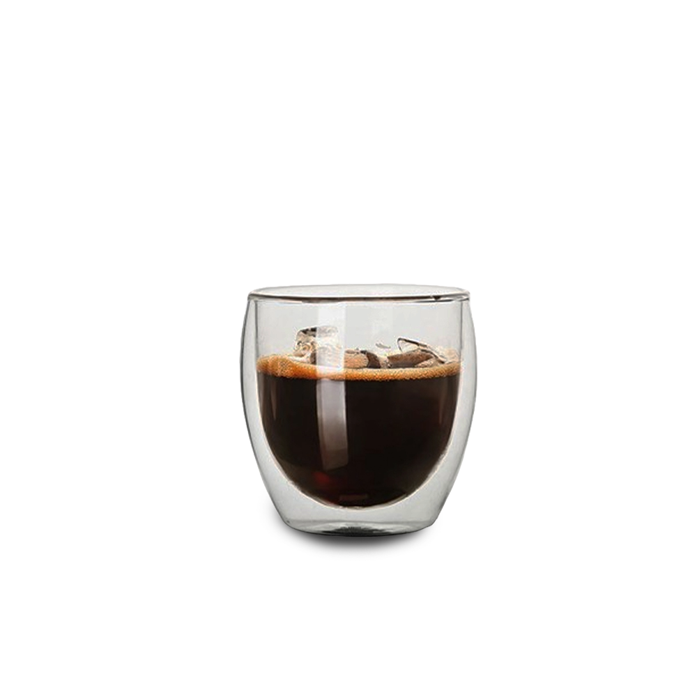 250ml double wall round glass cup