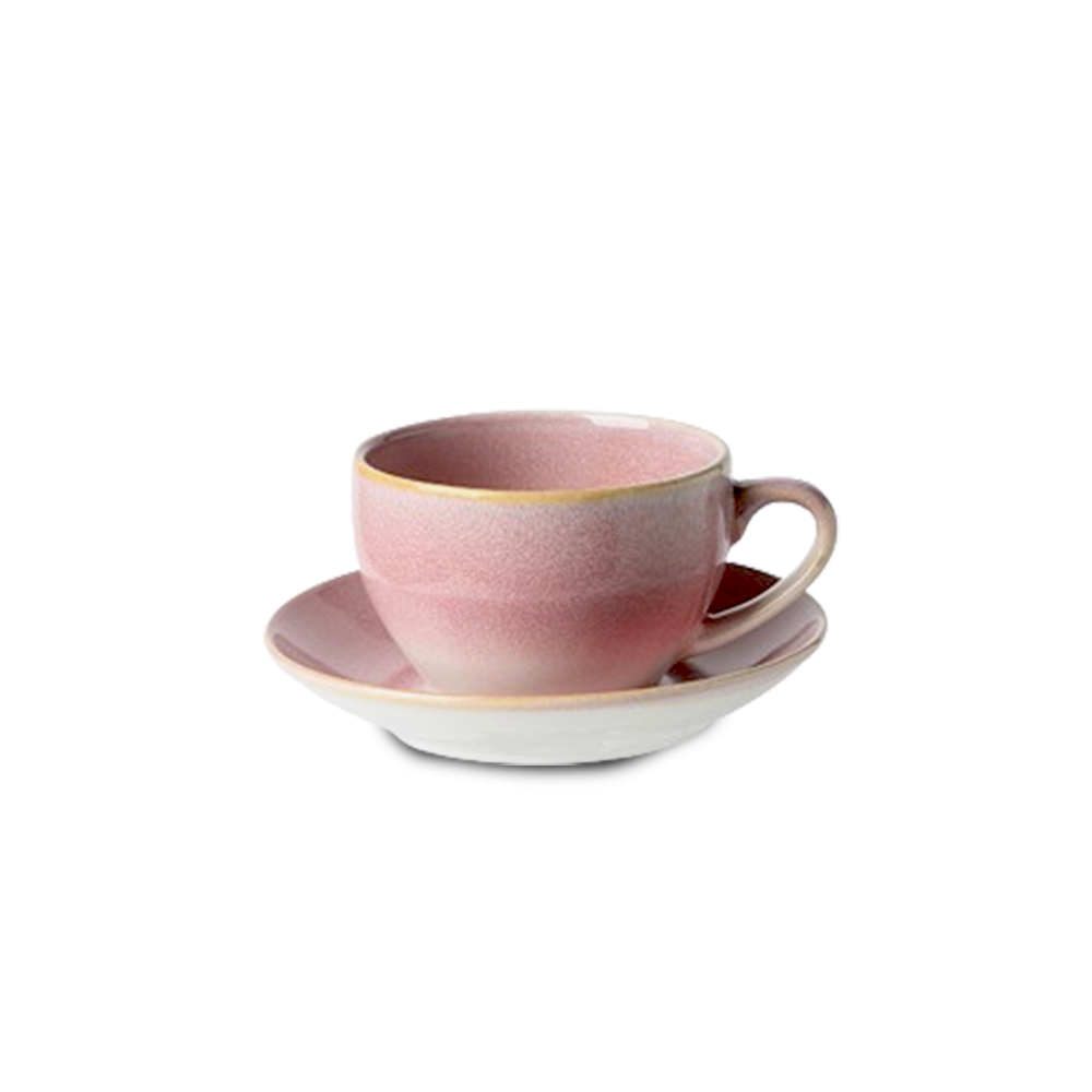 Ceramic coffee cup with saucer for cappuccino drinks