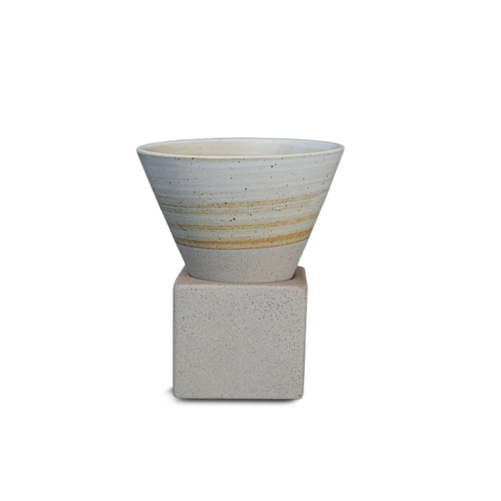 Ceramic coffee mug | 200 ml white corrugated round specialty coffee cup