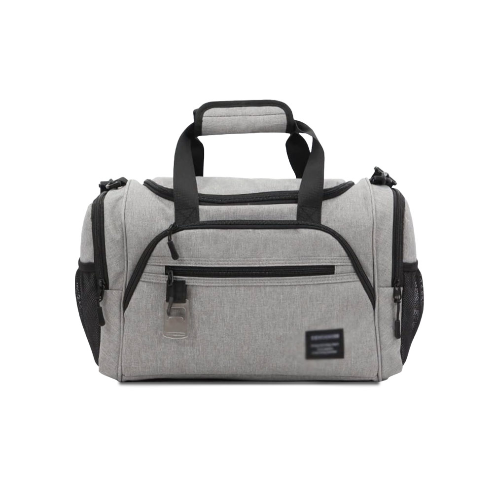 A cloth bag for storing coffee tools with a circular design