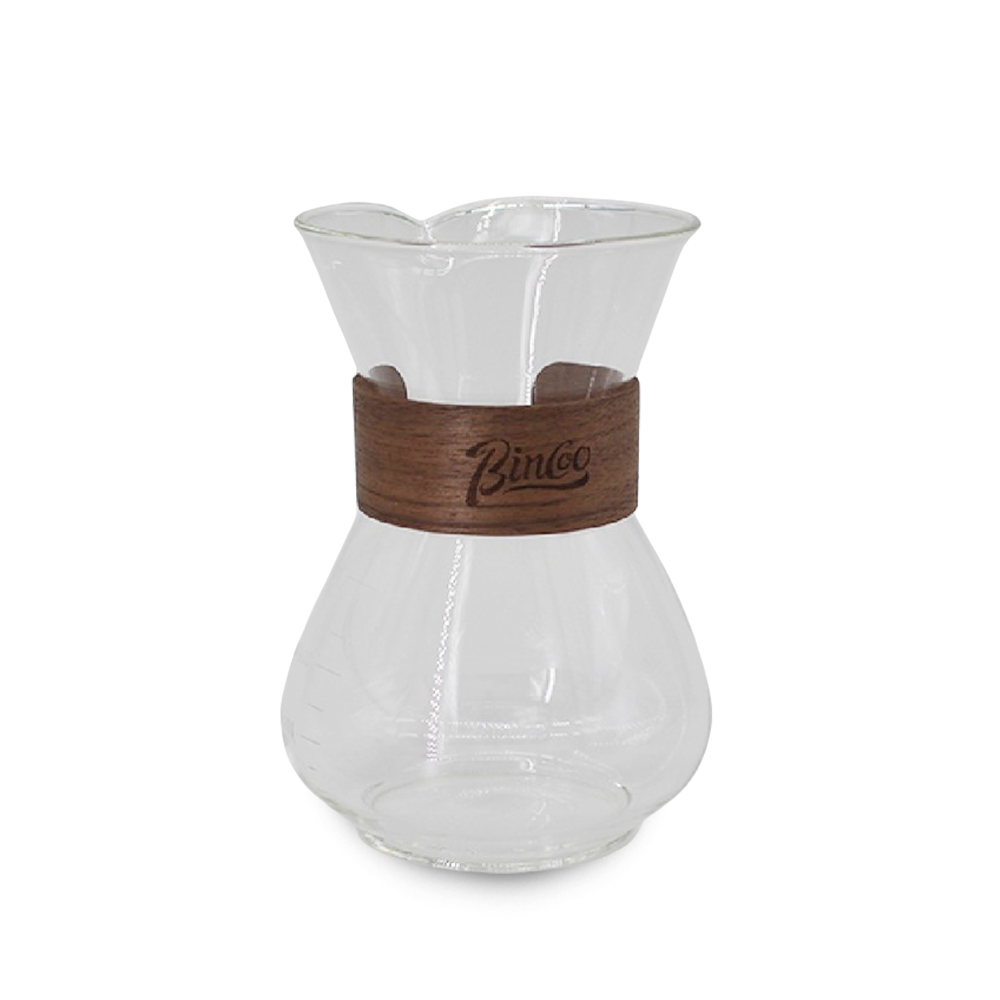 400ml glass specialty coffee pot with wooden handle