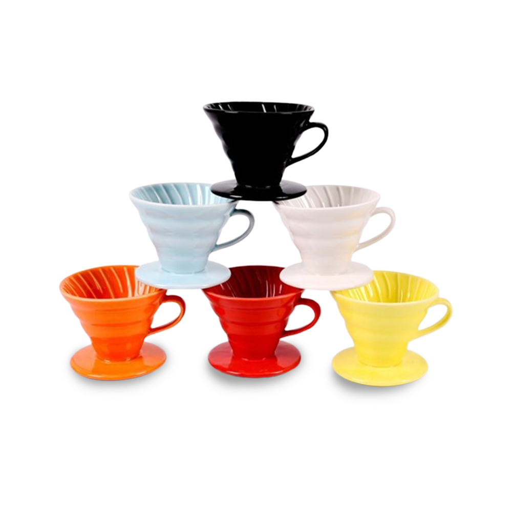 قمع تقطير سيراميك مموج مع مقبض Ceramic coffee dripper