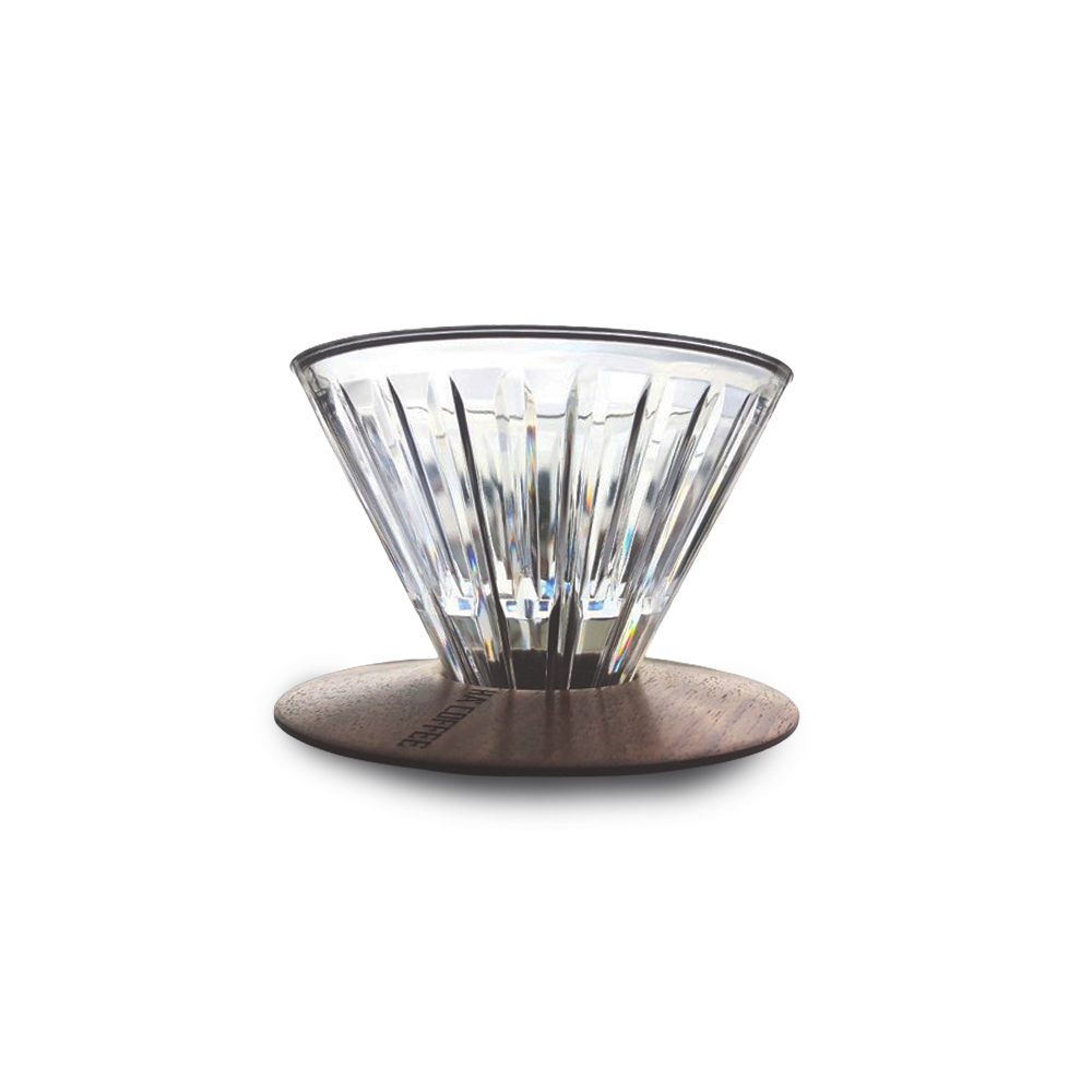 قمع تقطير قهوة 01 كريستالي مع حامل خشبي فاخر