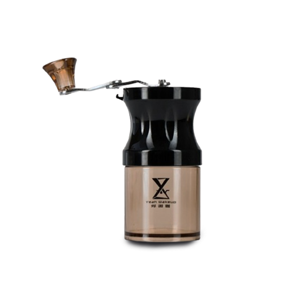 Small manual coffee grinder with transparent bowl