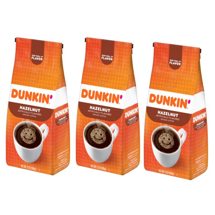 دانكن قهوة مطحونة متوسطة التحميص - نكهة البندق 340 جم - 3 أكياس - مستورد