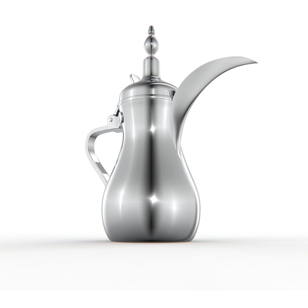 Dallah Al Saif No. (1) with an elegant traditional design, ideal for preparing and serving Arabic coffee - chrome - 26 ounces