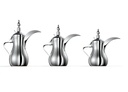 Al Saif Dallah No. (1) with an elegant traditional design, ideal for preparing and serving Arabic coffee - Chrome - Set 26/32/48 ounces